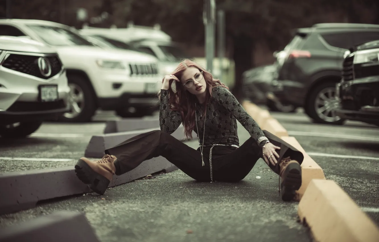 Photo wallpaper girl, pose, street