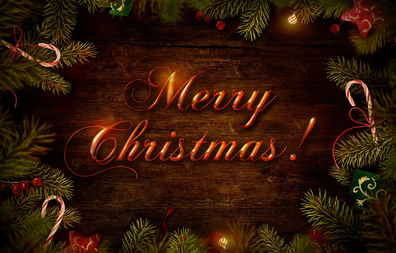 Photo wallpaper branches, tree, congratulations, Christmas decorations, merry christmas