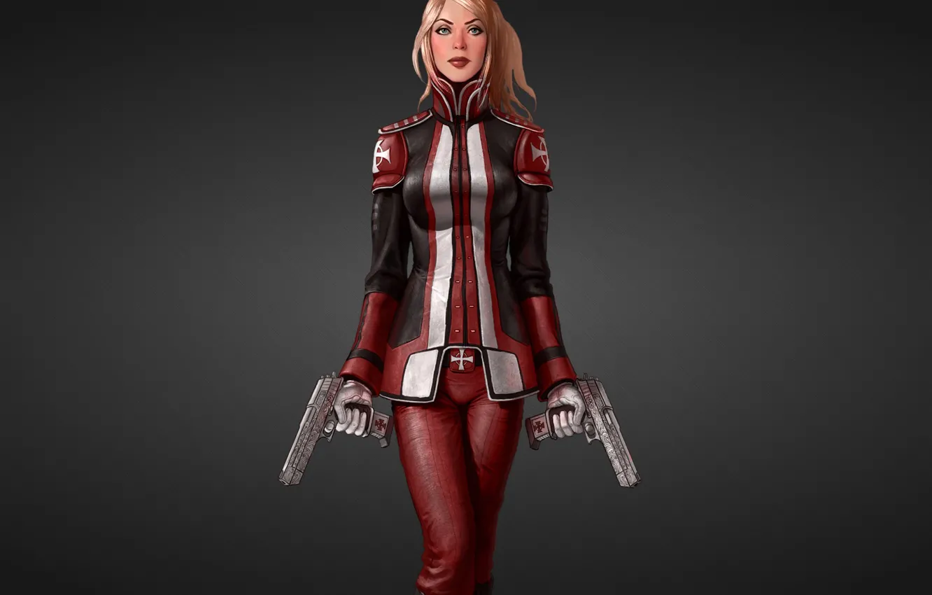 Photo wallpaper girl, gun, warrior, fantasy