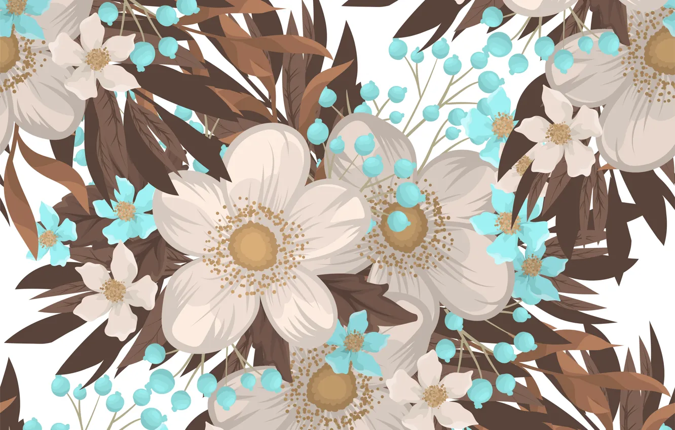 Photo wallpaper flowers, background, flower, vintage, background, pattern, seamless