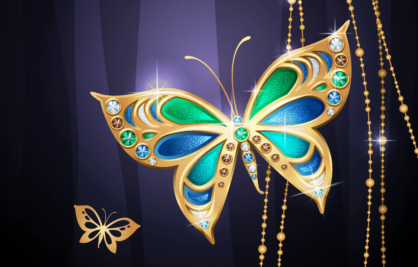 Photo wallpaper butterfly, background, beads