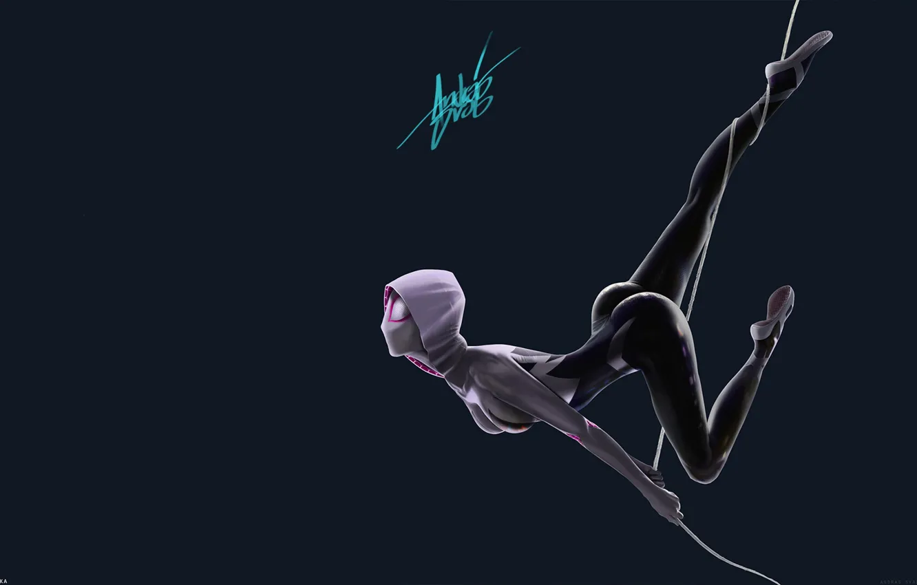 Photo wallpaper women, digital art, Marvel Comics, Spiderman, Gwen Stacy, simple background, tight clothing, Spider-Girl