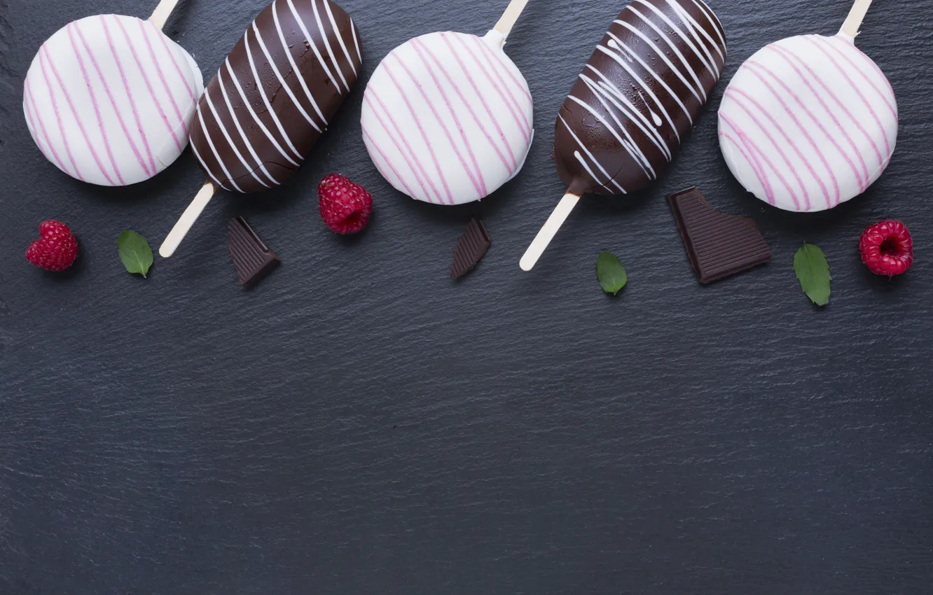 Photo wallpaper white, raspberry, black, chocolate, ice cream