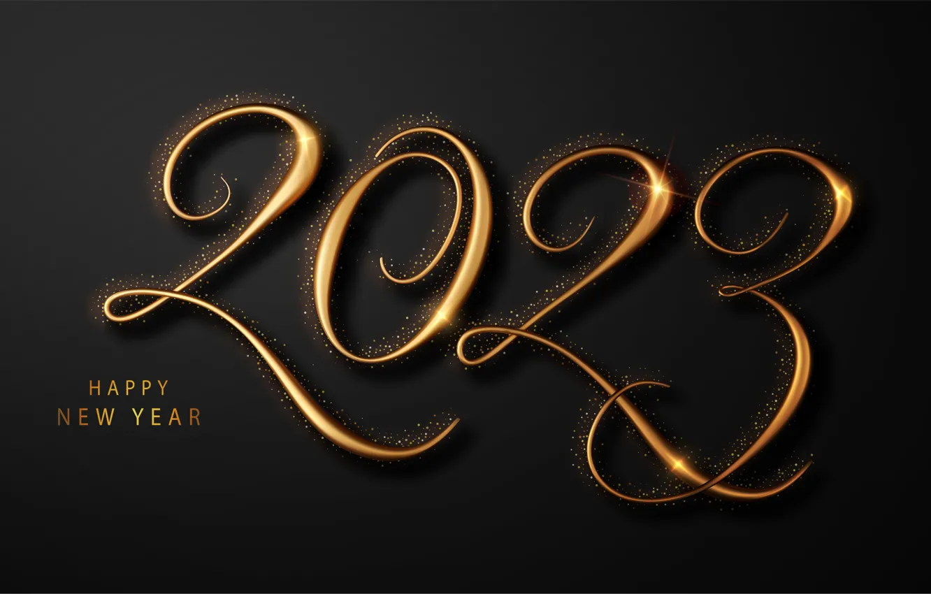 Photo wallpaper the dark background, new year, figures, date, 2023, New Year 2023