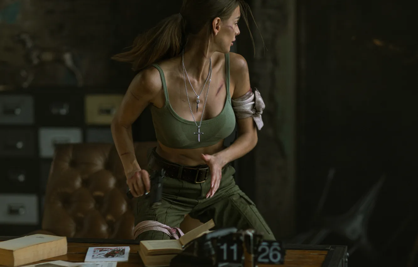 Photo wallpaper girl, chair, book, spy, ph Valeria Mytnik