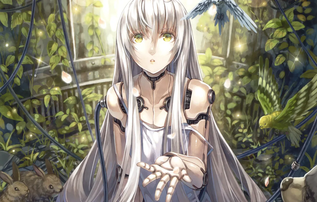 Photo wallpaper cyborg, Android, crazy eyes, iron hand, by KEG