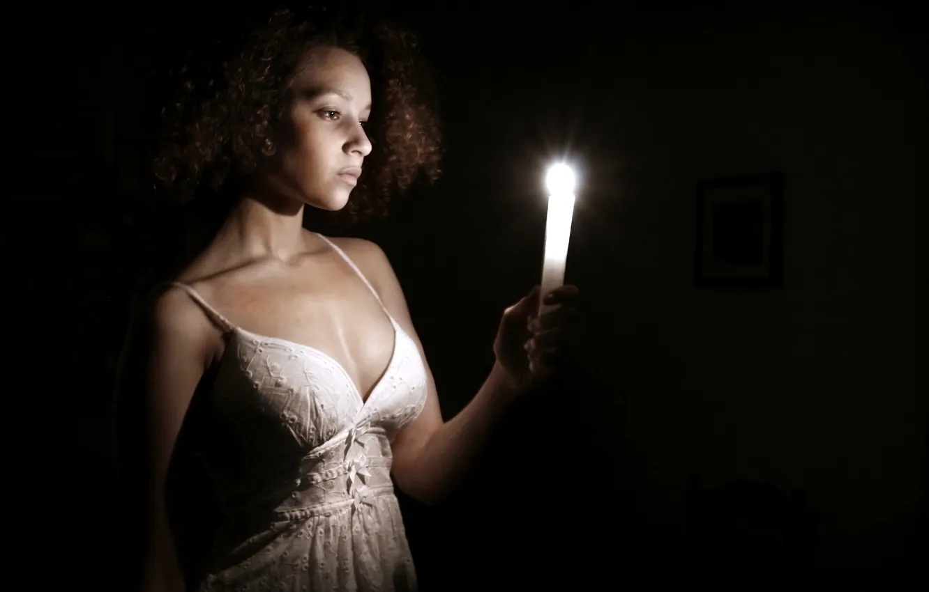 Photo wallpaper girl, mood, candles, Becca