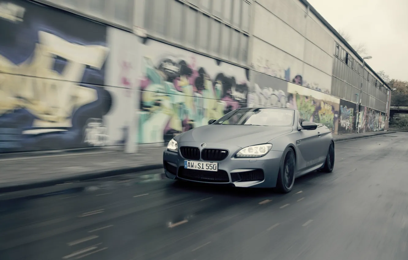 Photo wallpaper road, car, machine, graffiti, BMW, speed, Cabrio