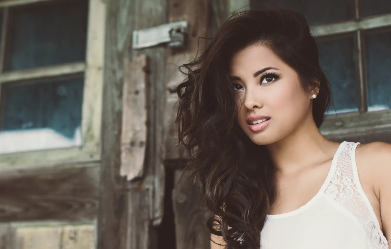 Photo wallpaper look, girl, brunette, beautiful