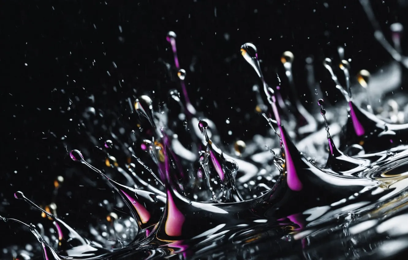 Photo wallpaper water, drops, squirt, liquid