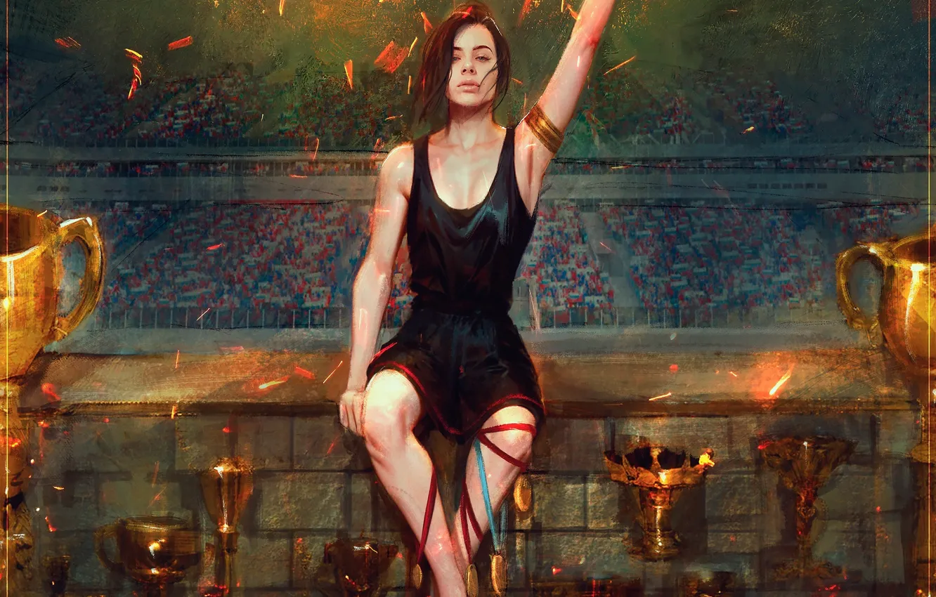 Photo wallpaper girl, light, sphere, Cup, from panda, by Panda