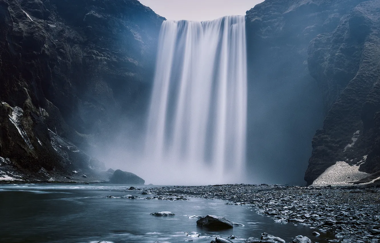Photo wallpaper waterfall, Iceland, Skógafoss