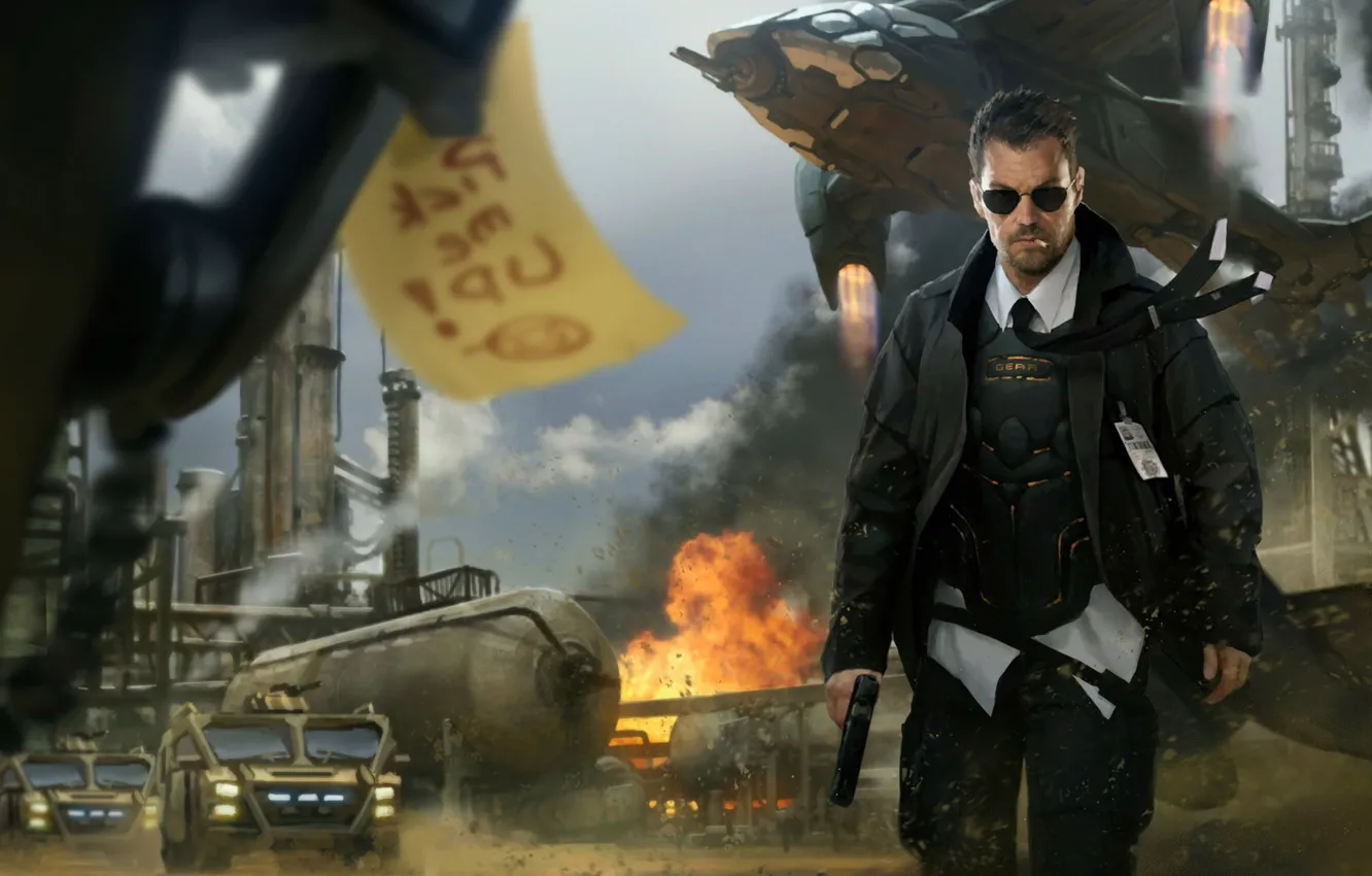 Photo wallpaper the explosion, gun, technique, special agent