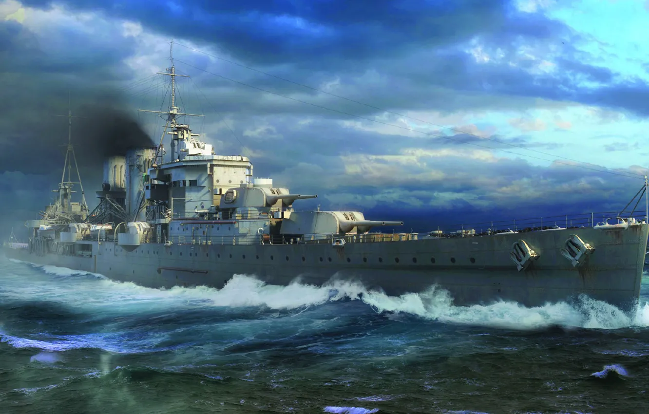 Photo wallpaper UK, cruiser, heavy, royal navy, Li Lao, HMS Exeter