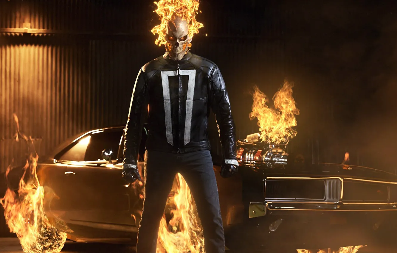Photo wallpaper car, Dodge, wallpaper, fire, Hell, sake, flame, Ghost Rider