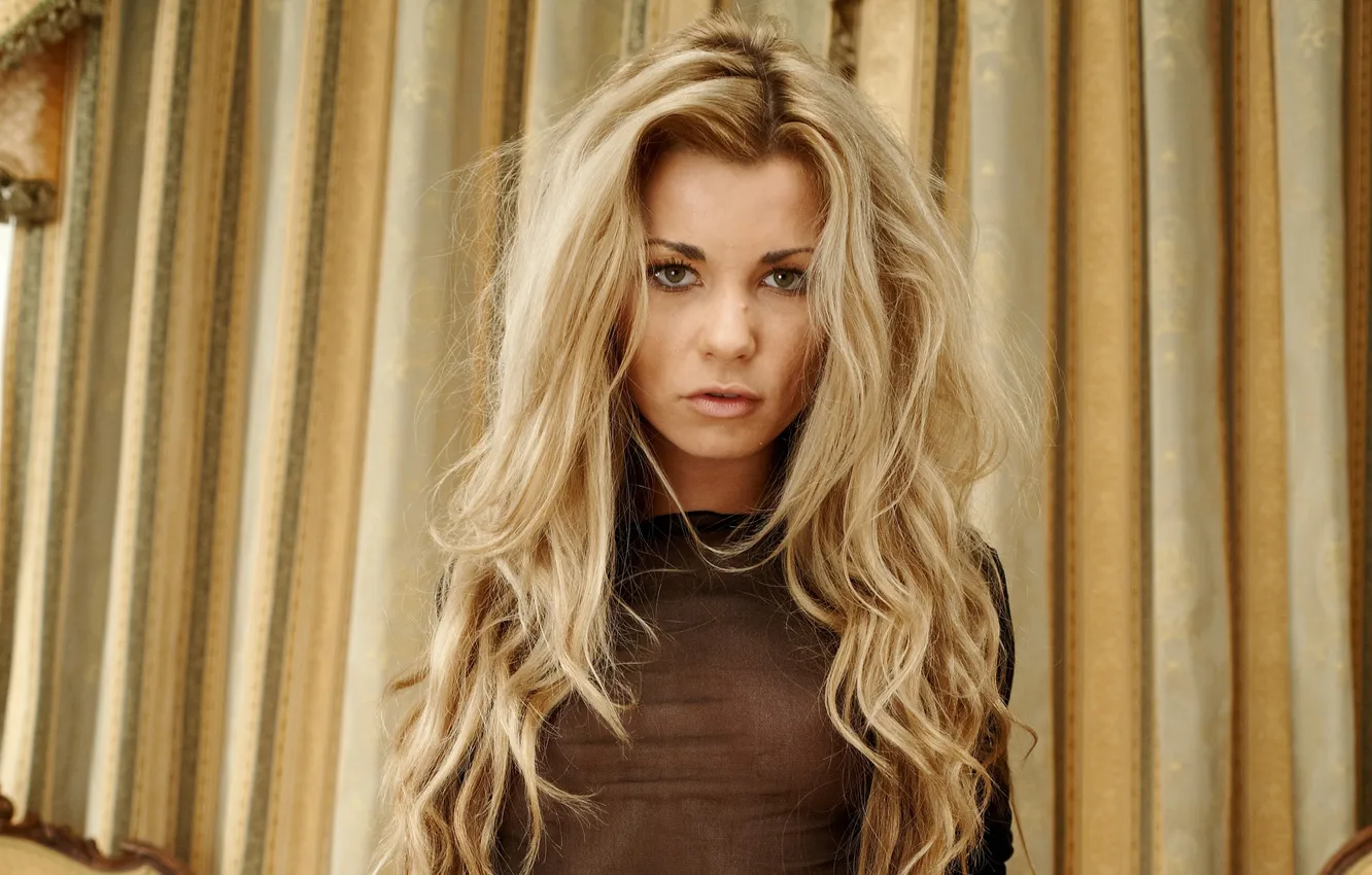 Photo wallpaper girl, background, hair, striped