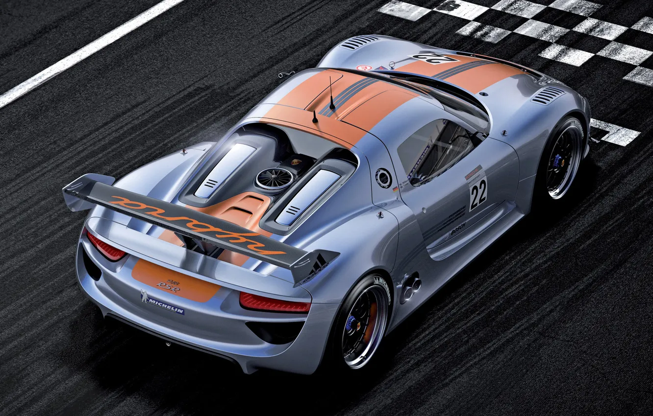 Photo wallpaper machine, Concept, track, Porsche, Porsche, 918, RSR, back