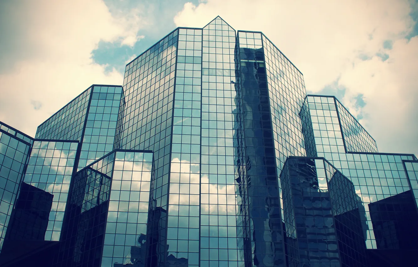 Photo wallpaper the sky, glass, reflection, the building