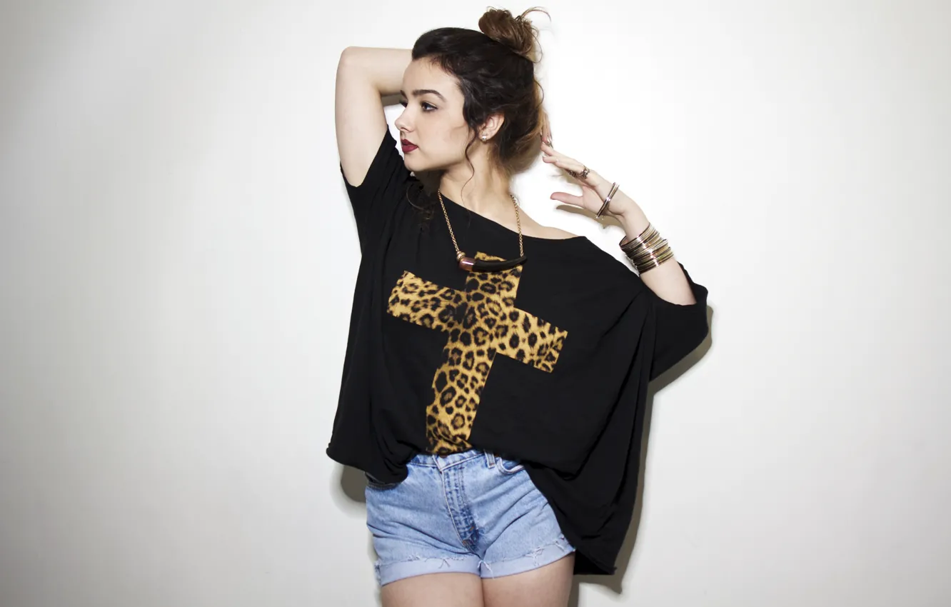 Photo wallpaper girl, leopard, woman, cross, model, ring, brunette, female