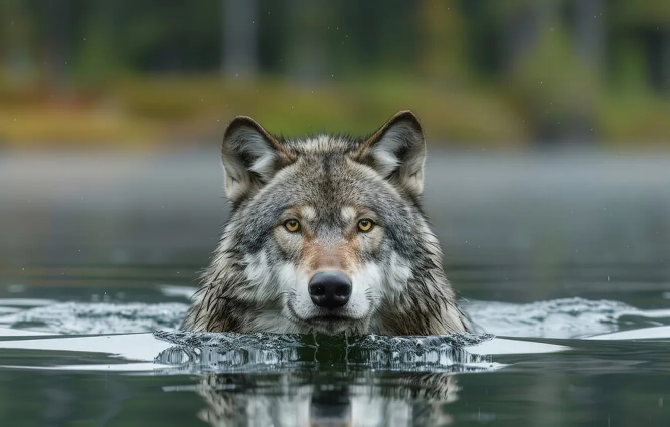 Photo wallpaper Predator, nature, snow, face, animal, wolf, canis lupus, wildlife