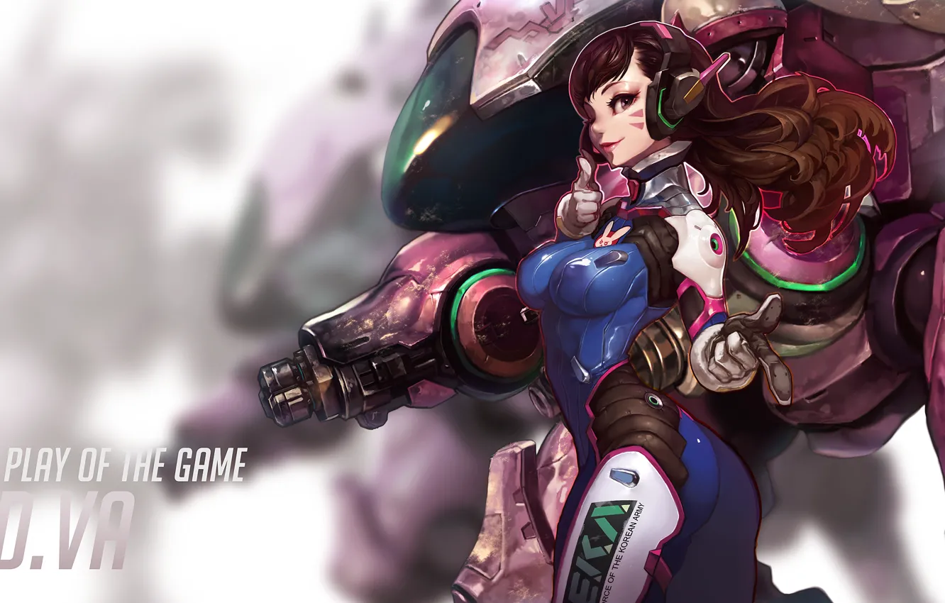 Photo wallpaper girl, art, Overwatch, D.Va, Hana Song
