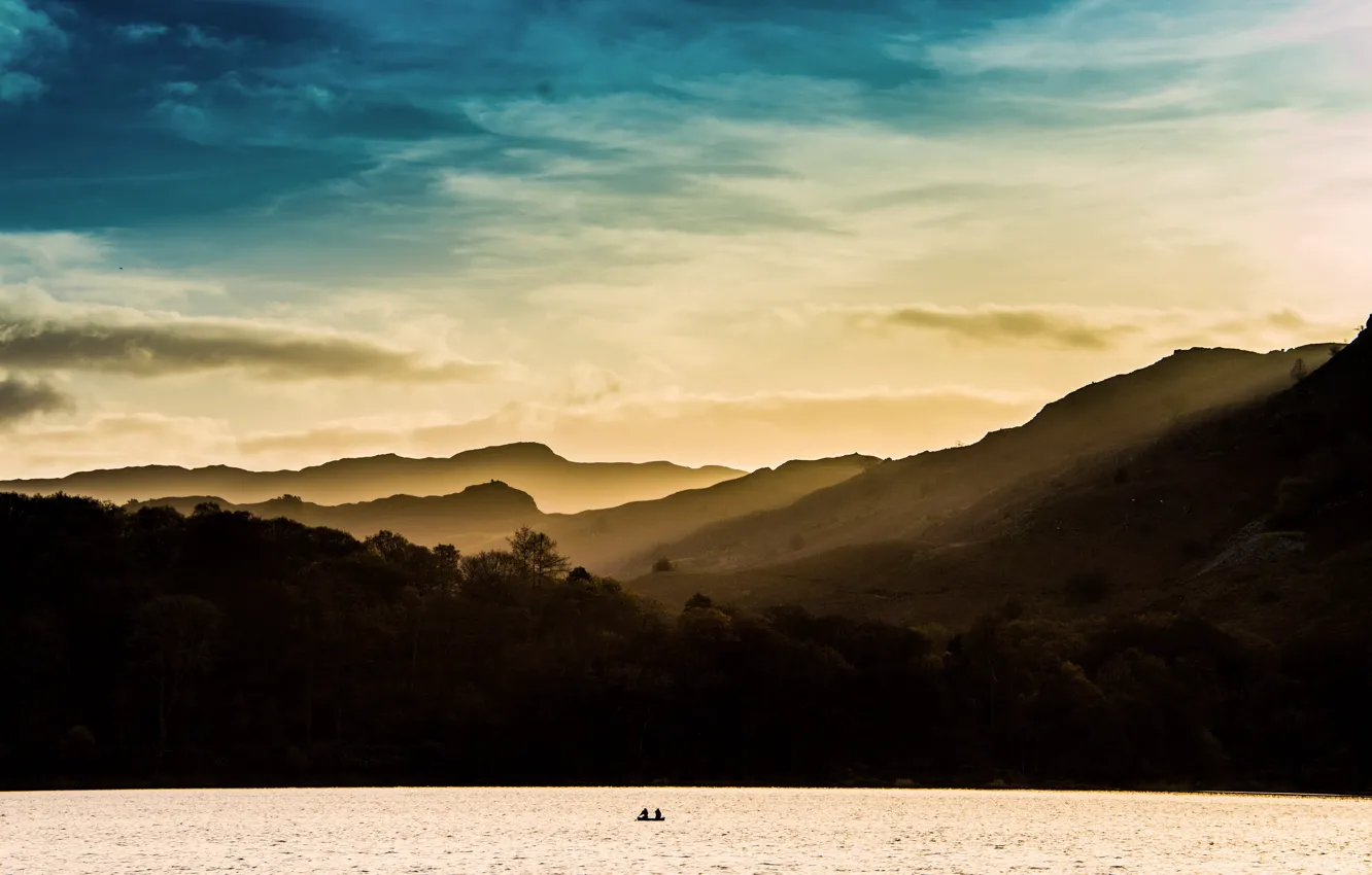 Photo wallpaper the sky, mountains, nature, lake