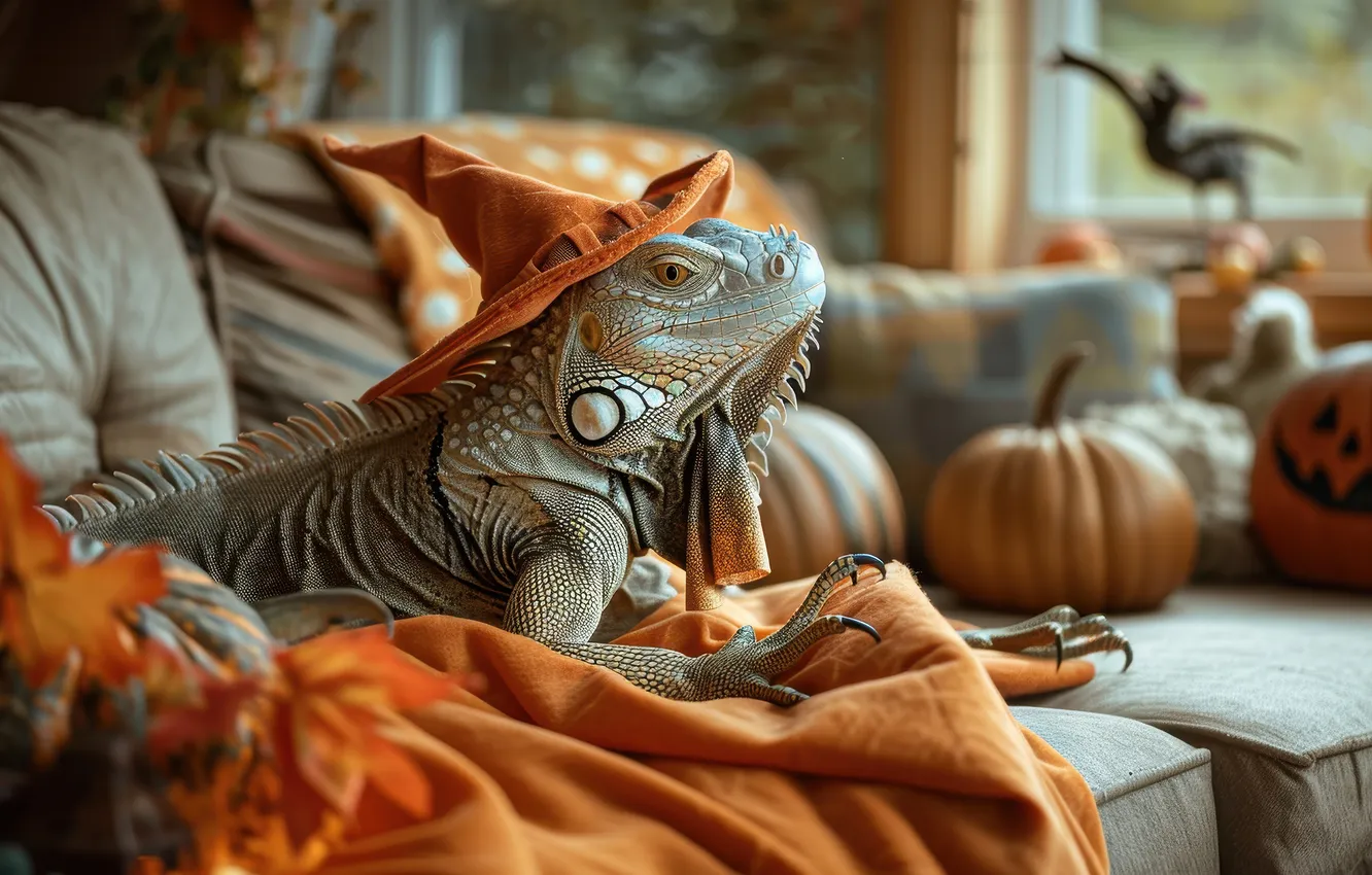 Photo wallpaper Halloween, neural network, look, holiday, AI art, autumn, the scenery, pose