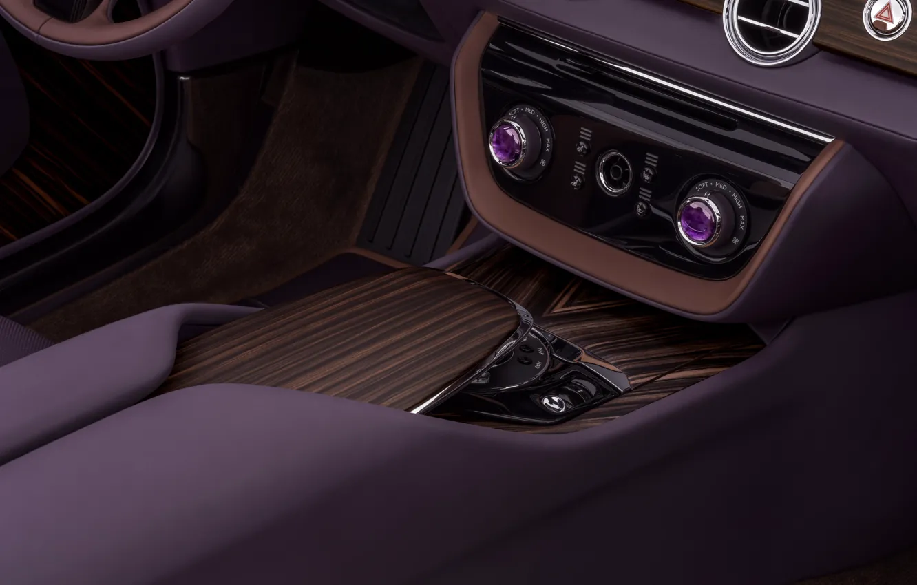 Photo wallpaper Rolls-Royce, close-up, design, wood, buttons, Amethyst, car interior, Rolls-Royce Amethyst Droptail