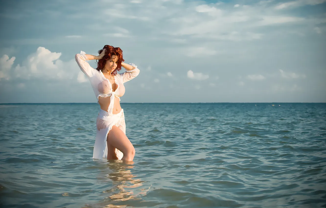 Photo wallpaper sea, white, the sky, Bianca Beauchamp
