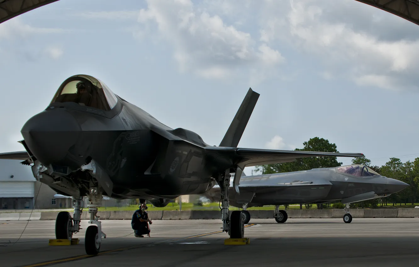 Photo wallpaper UNITED STATES AIR FORCE, Lightning II, F-35, Fighter-bomber