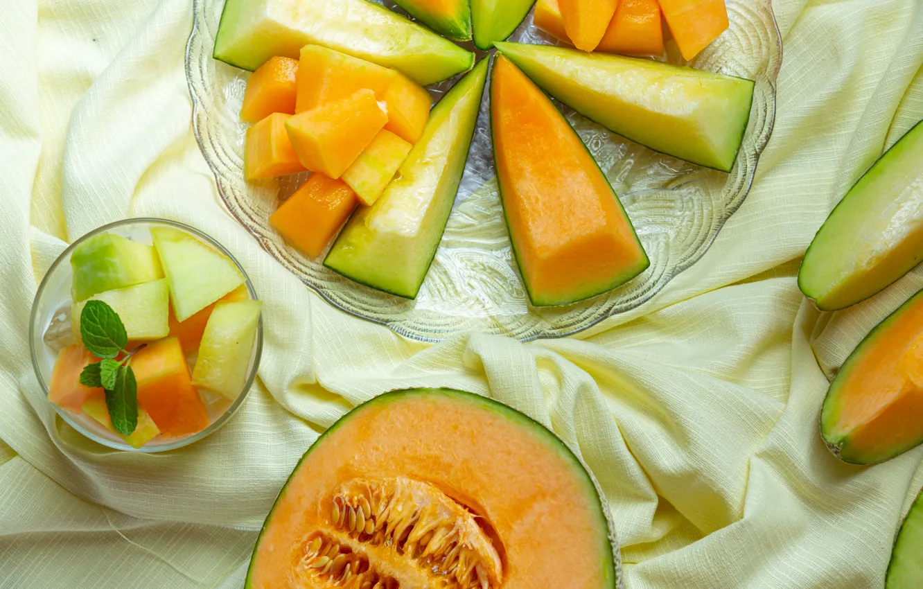 Photo wallpaper slices, cutting, composition, melon, piece