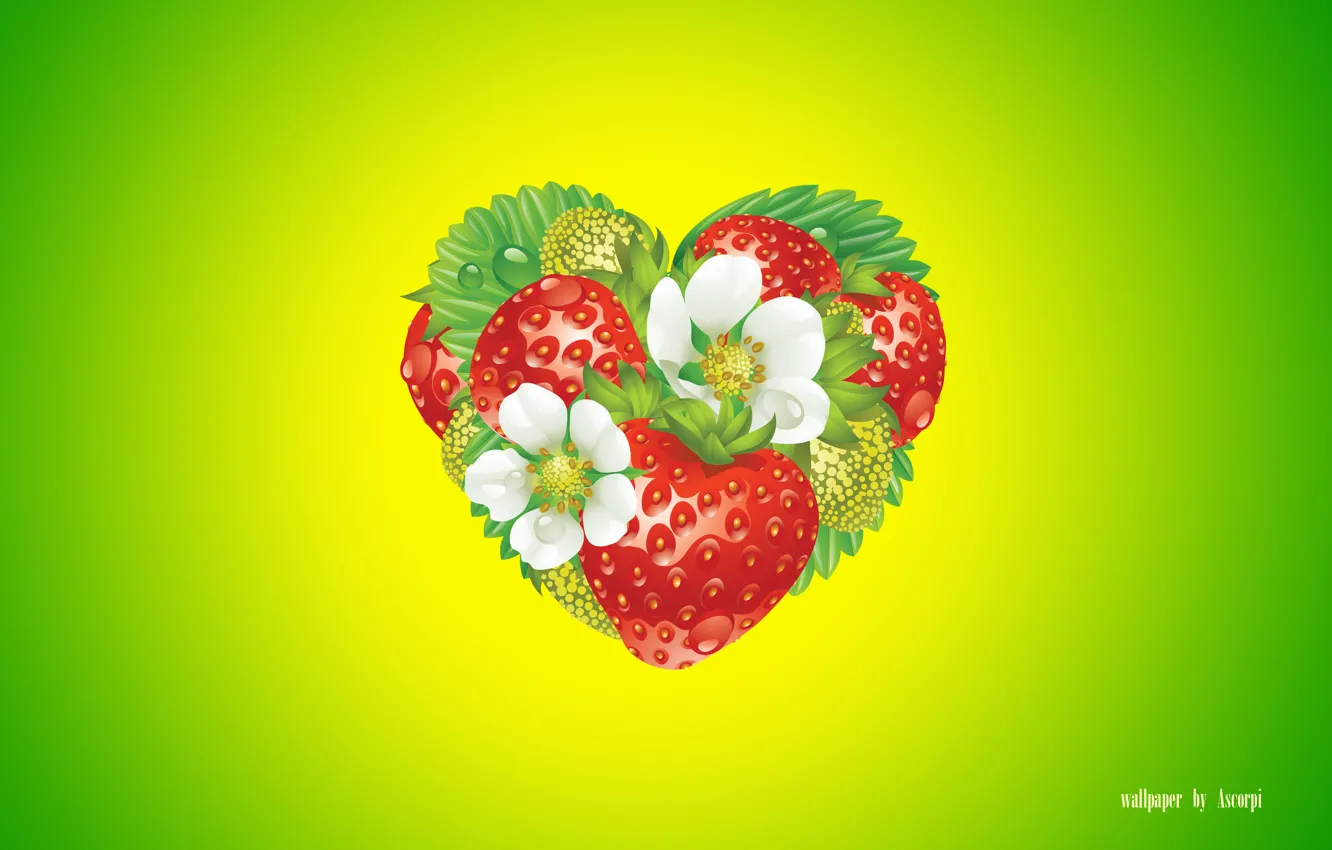 Photo wallpaper summer, leaves, flowers, yellow, green, strawberry, summer, flower