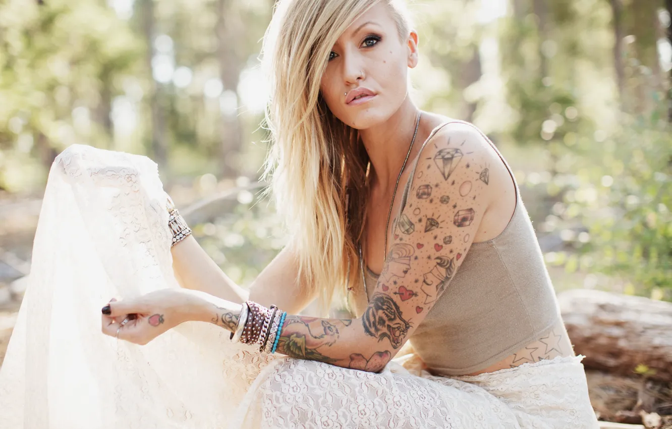 Photo wallpaper look, girl, blonde, Lauren