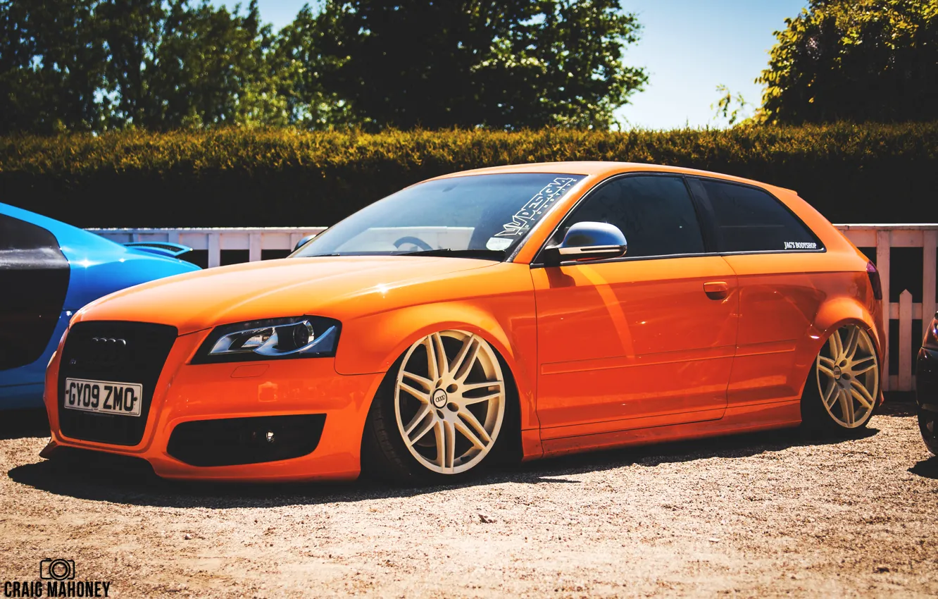 Photo wallpaper Audi, orange, stance