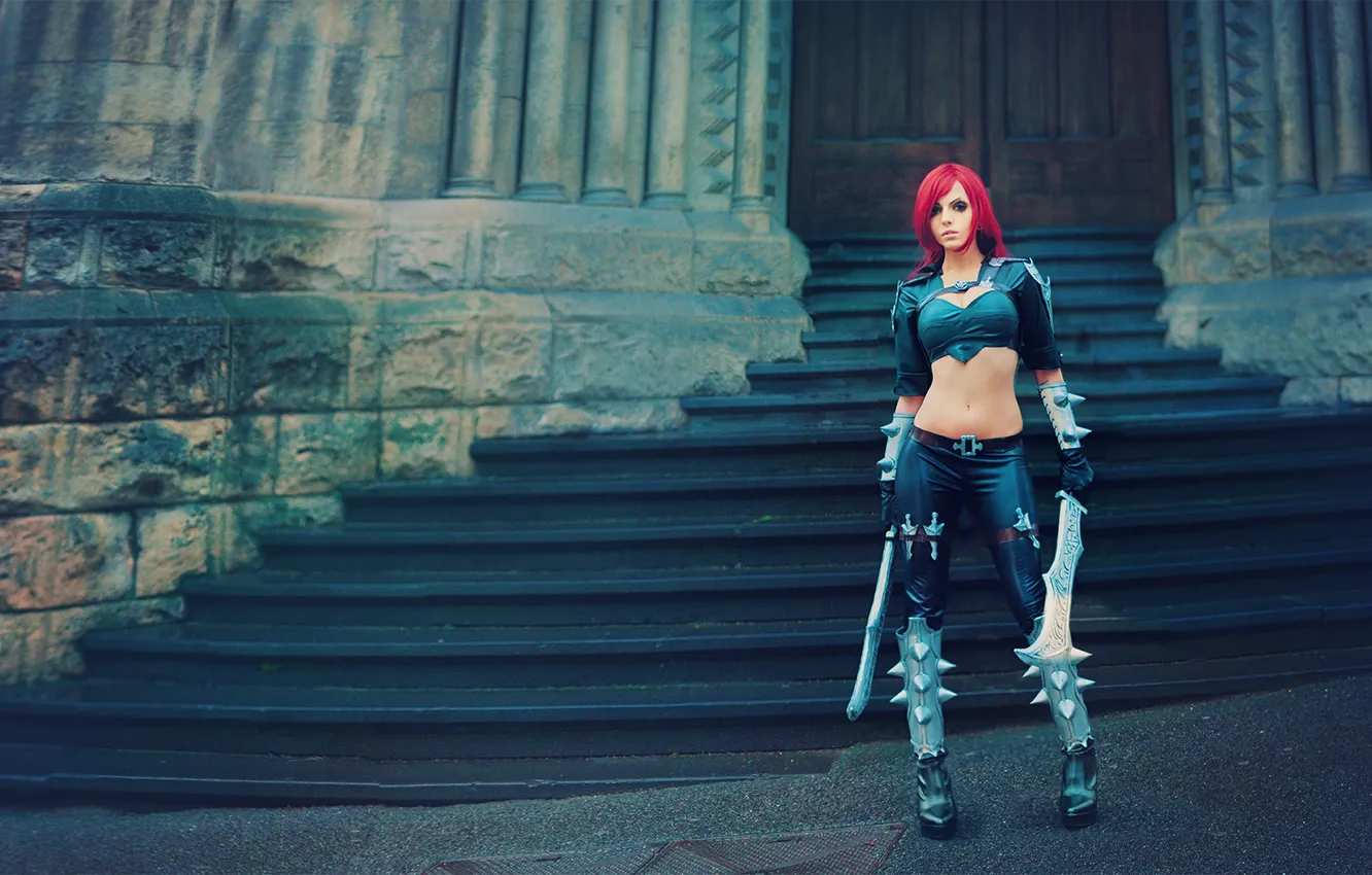 Photo wallpaper girl, cosplay, League of Legends, Katarina