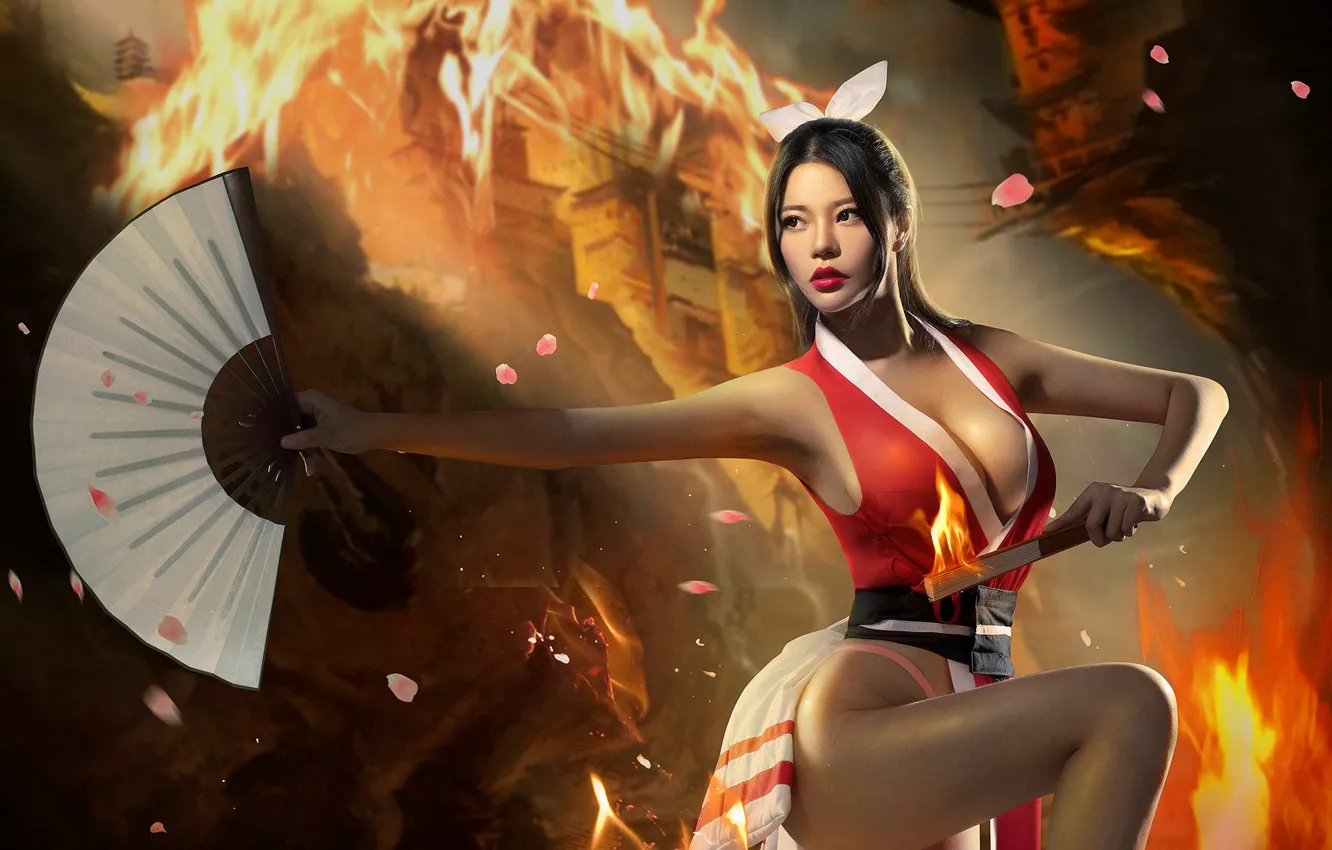 Photo wallpaper chest, lights, fan, legs, Don't fire dance bis