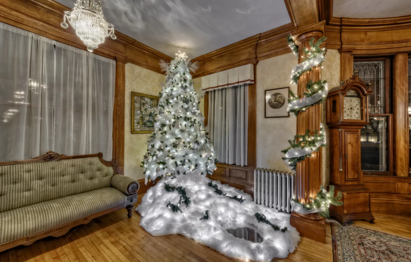 Photo wallpaper sofa, holiday, tree