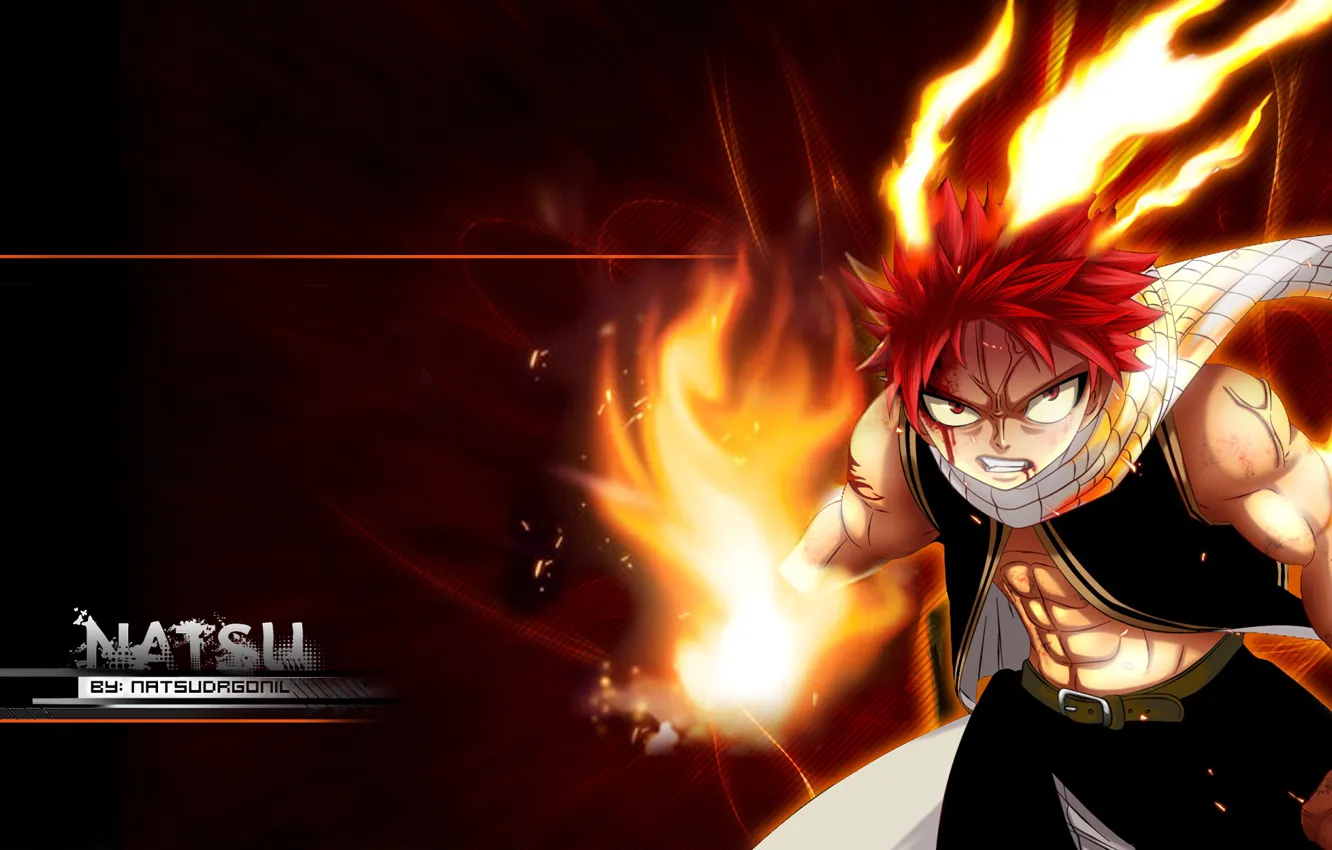 Photo wallpaper lights, anime, art, guy, fairy tail, Natsu, Fairy tail, Dragneel