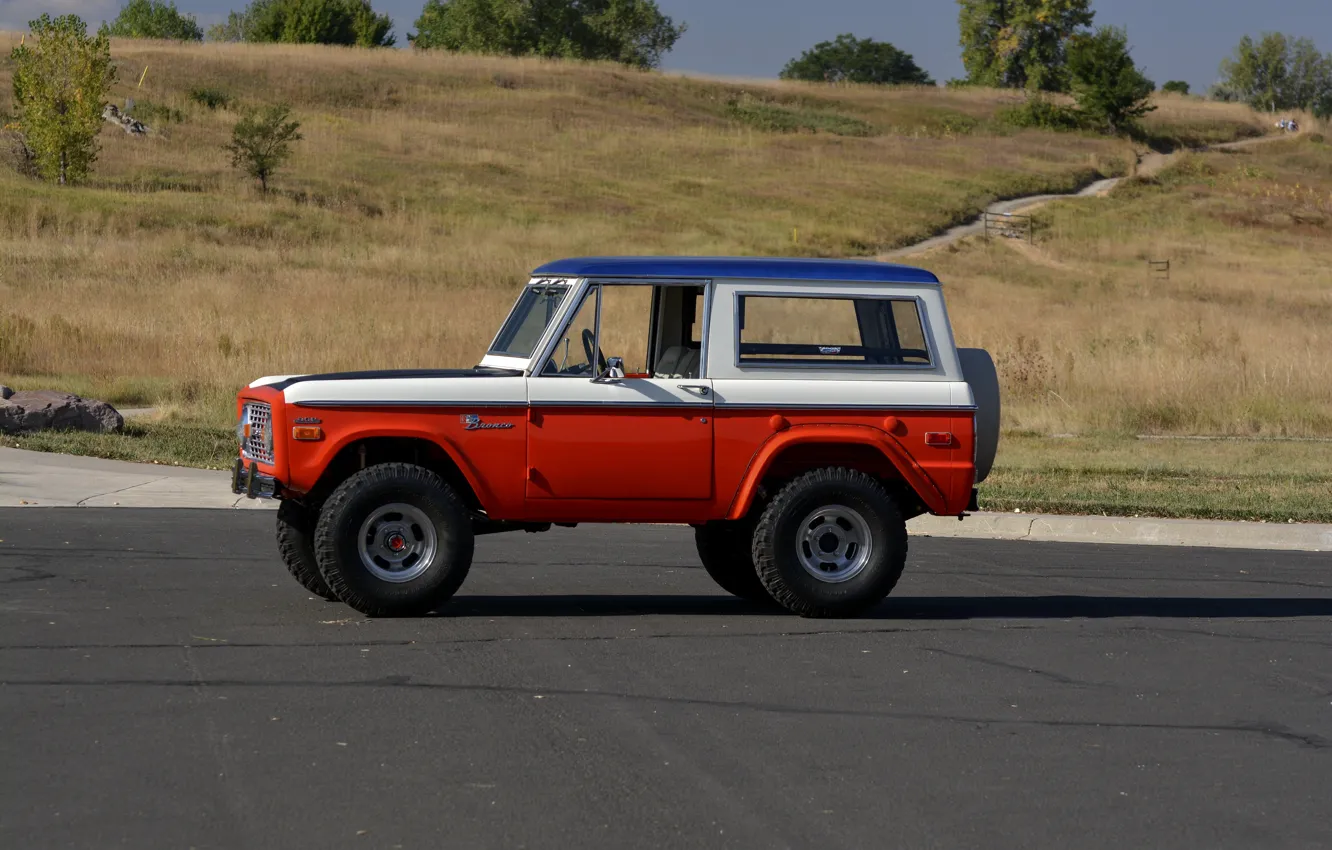 Photo wallpaper Ford, 1971, side view, Wagon, Bronco, Baja Edition, Stroppe