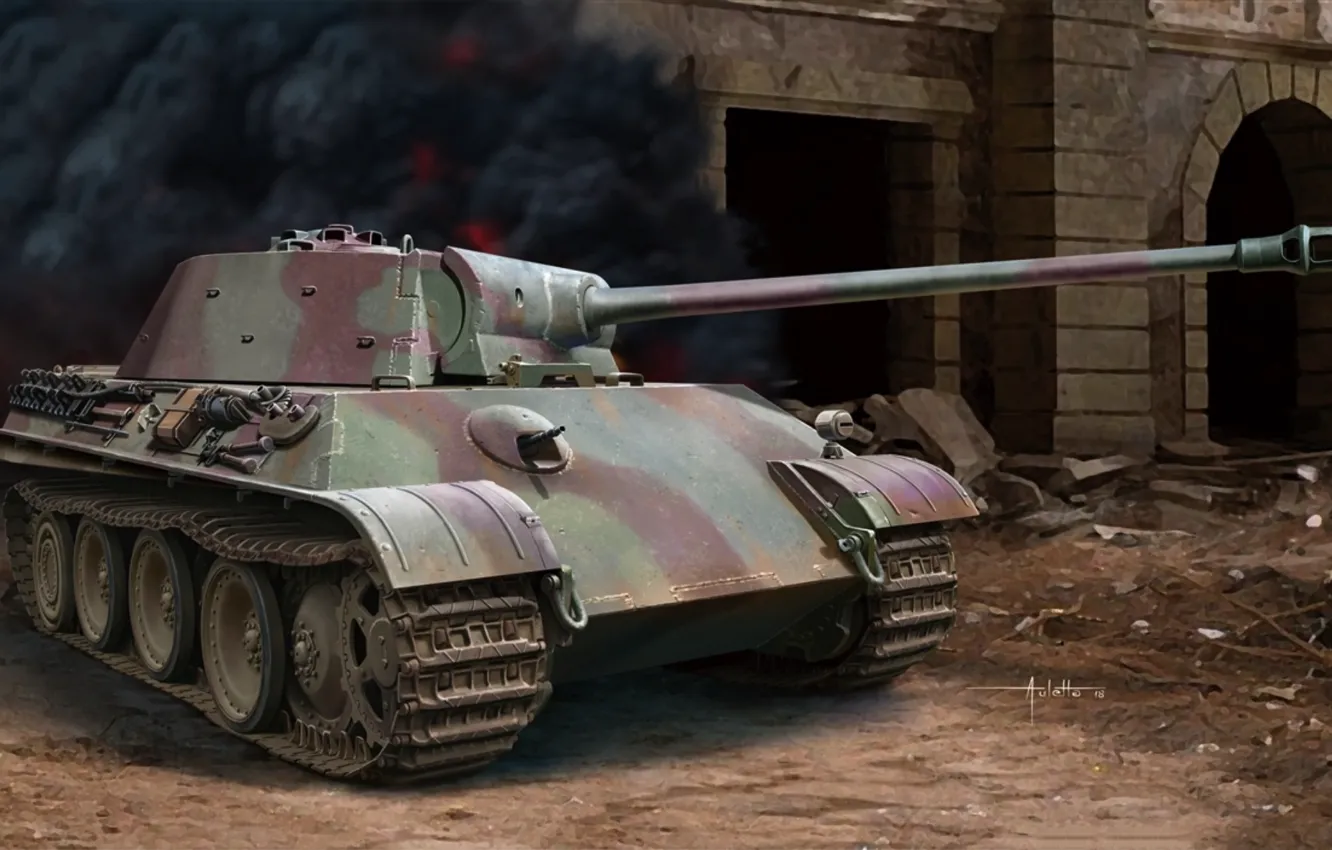 Photo wallpaper Art, German medium tank, Pz.Kpfw. V Ausf. G Panther, German Panther Ausf. G