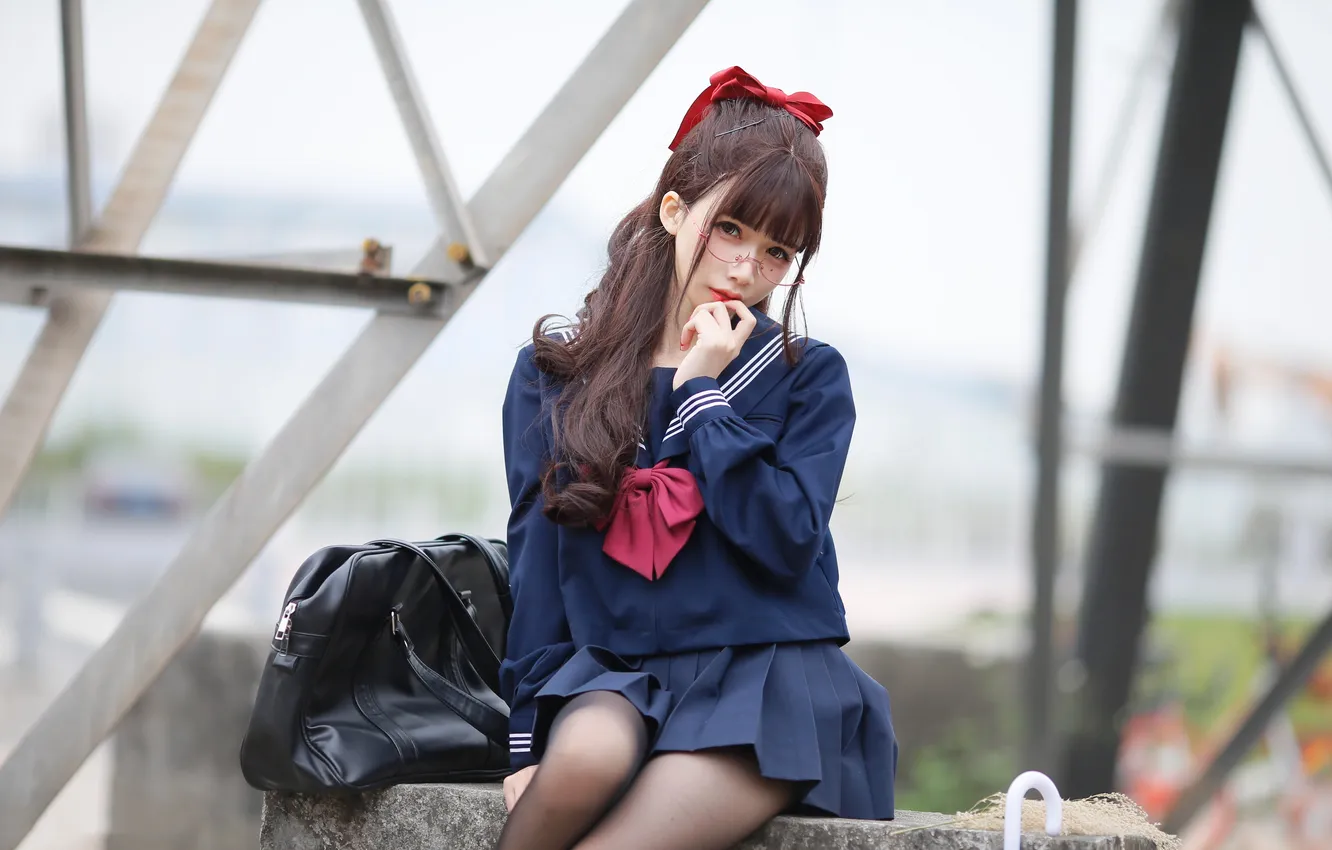 Photo wallpaper girl, beautiful, brunette, asian, cute