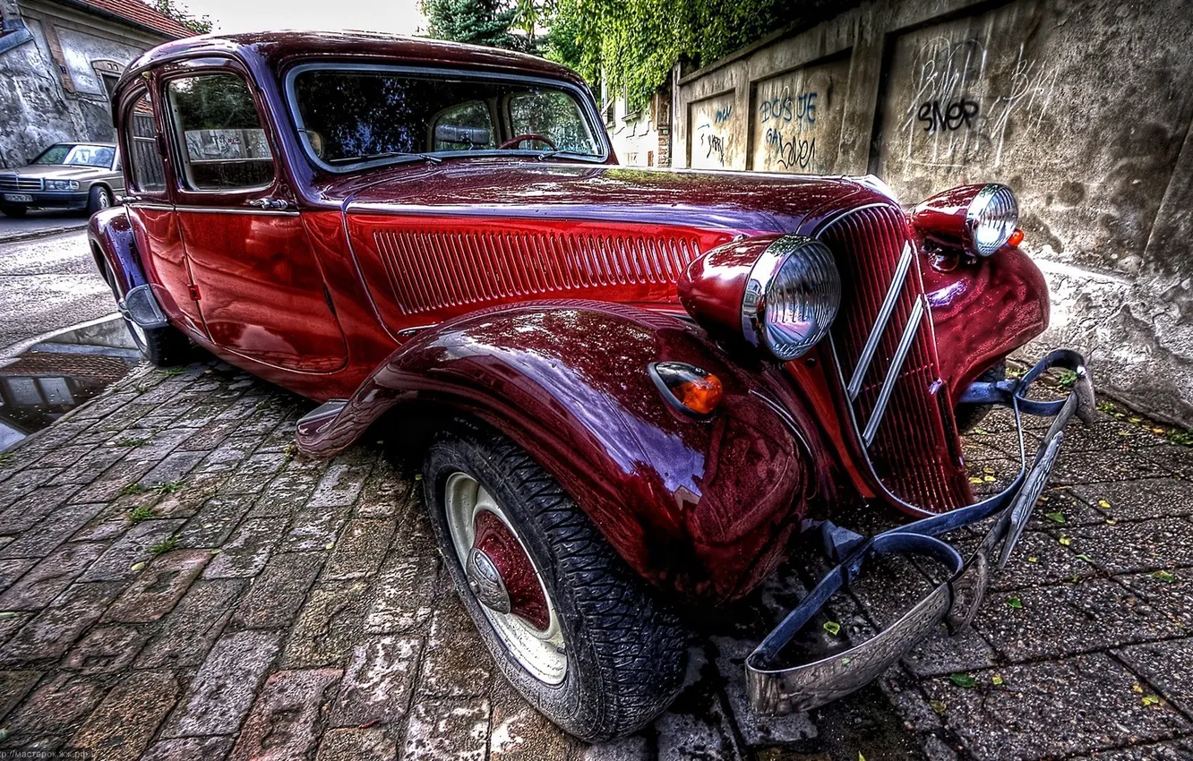 Photo wallpaper road, machine, the city, retro