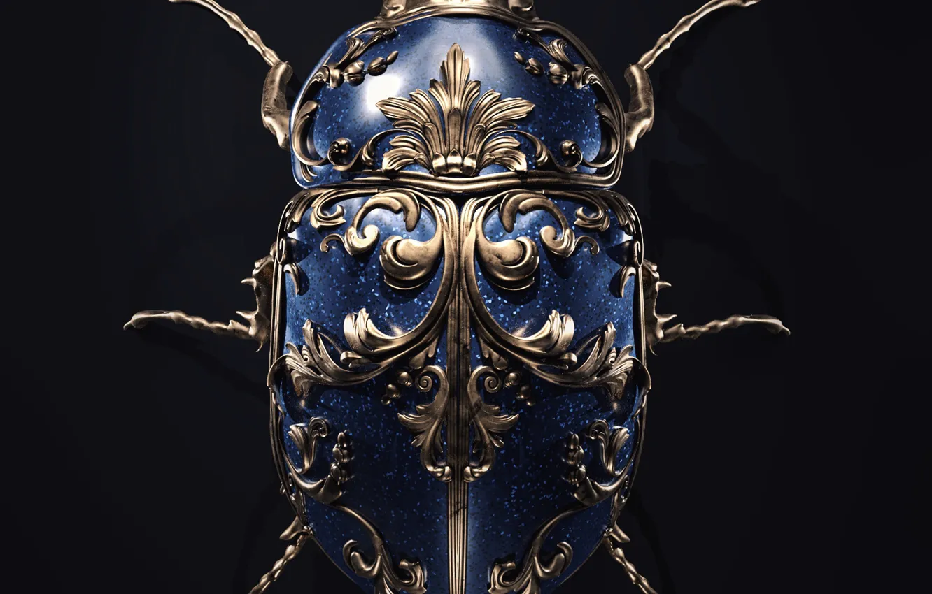 Photo wallpaper artist, rendering, digital art, artwork, black background, insect, Minimalism, bug