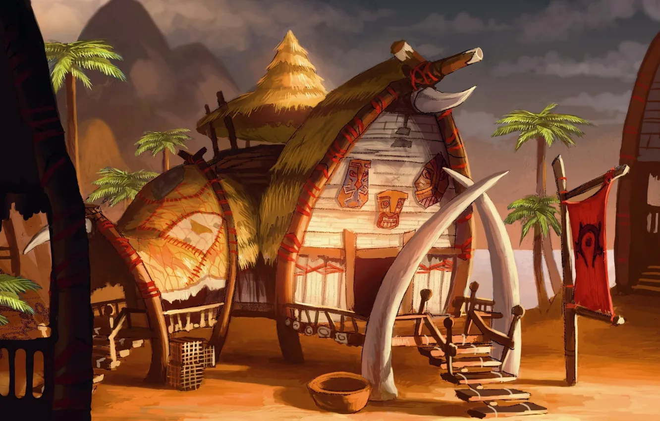 Photo wallpaper wow, Horde, Horde, world of wacraft, Senjin Village, village senjin