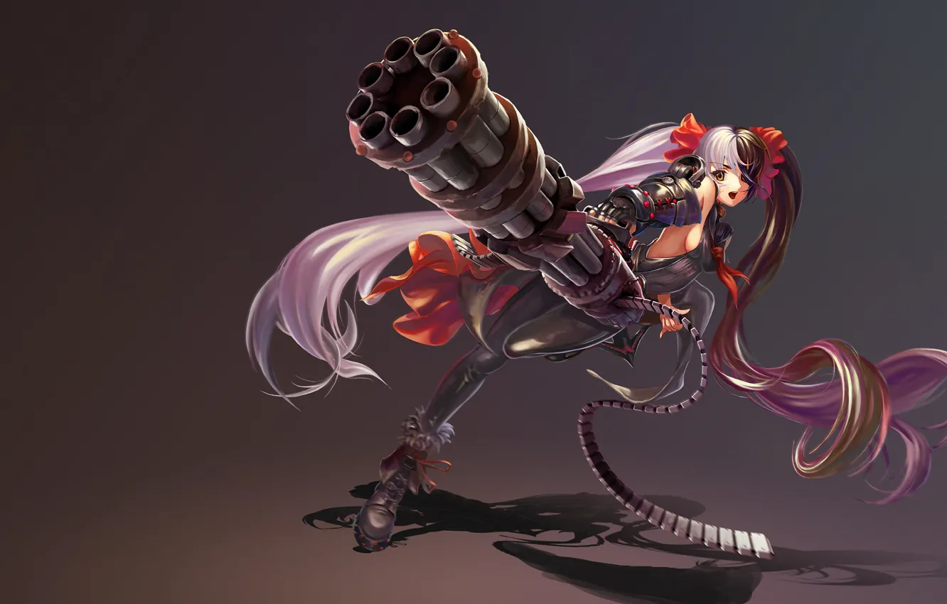 Photo wallpaper girl, the game, anime, machine gun, art, Blade &amp; Soul, Blade and Soul, Po Hwa …