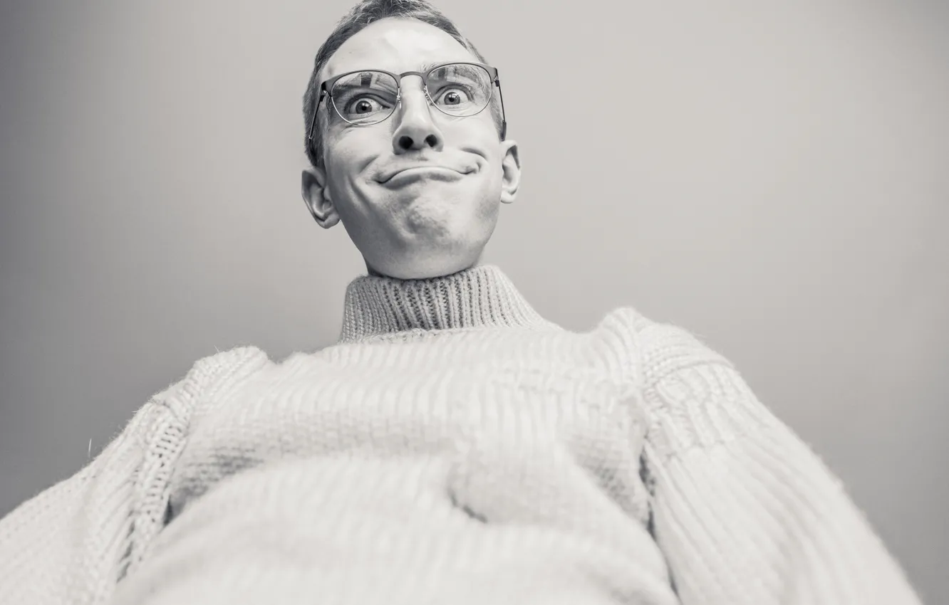 Photo wallpaper face, photo, people, focus, glasses, strange, ears, Focus