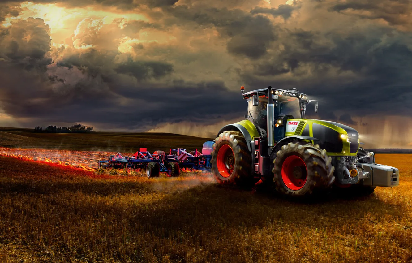 Photo wallpaper tractor, Claas, 900, Klaas, Axion