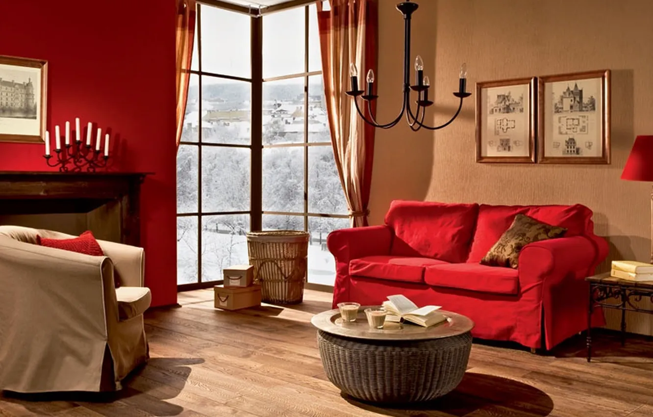 Photo wallpaper design, style, interior, Villa, fireplace, living space