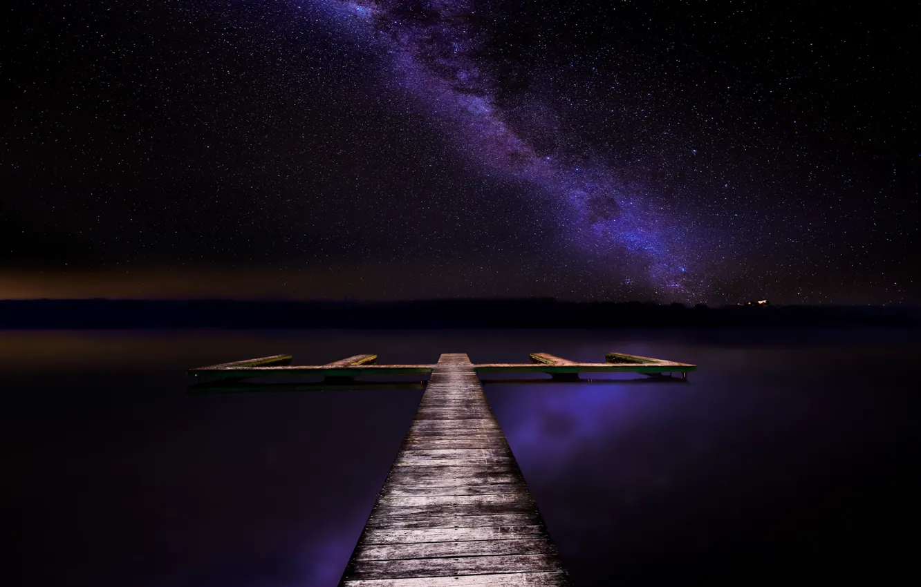 Photo wallpaper stars, lake, pierce, the milky way, secrets