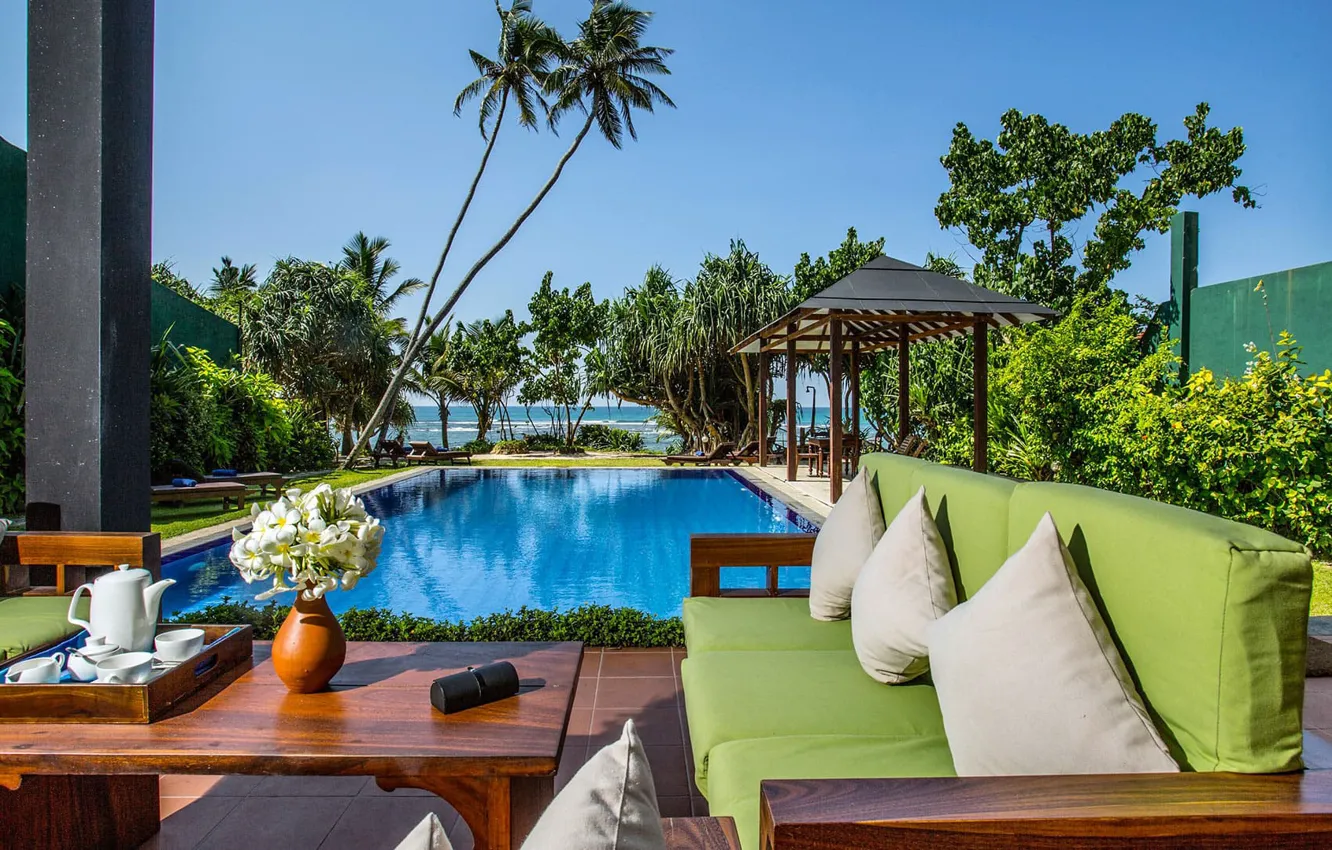 Photo wallpaper palm trees, Villa, pool, India, terrace, Sri Lanka, Galle, Villa Felita